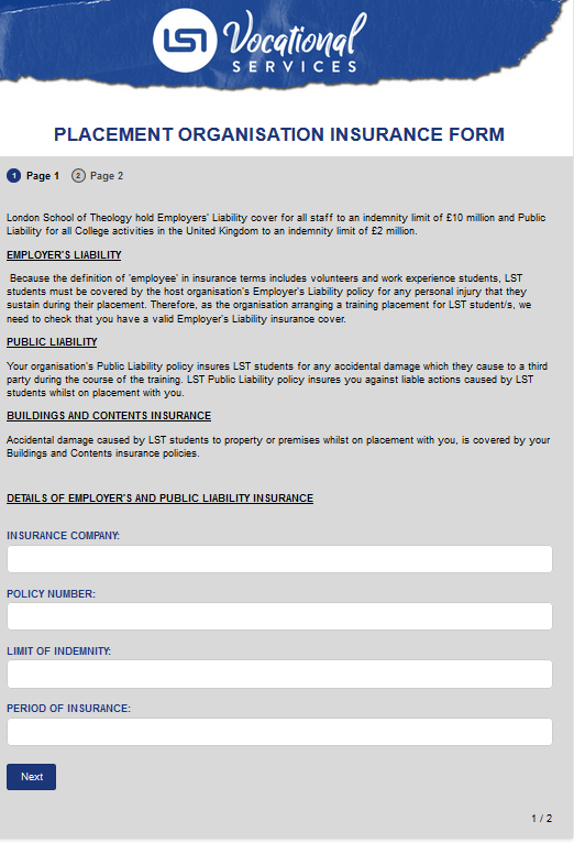 Screenshot of Insurance document